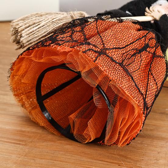 Halloween Küchenhexe Puppe Kleine Hexenstatue mit Besen Tischdekoration für Tisch