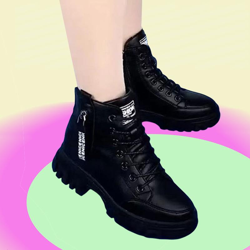 Martin Boots Autumn and Winter Thick Plush Snow Boots Women's Shoes Non-slip Waterproof Warm Leather Boots