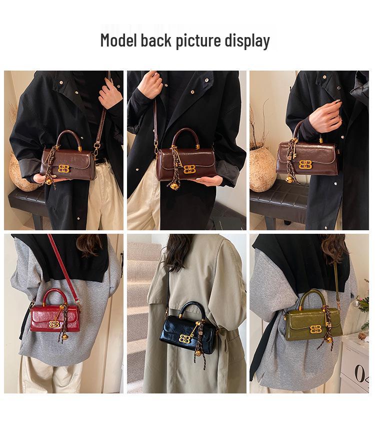 Glossy Women's Shoulder Bag with Vintage Key Pendant - 2025 Autumn/Winter Collection