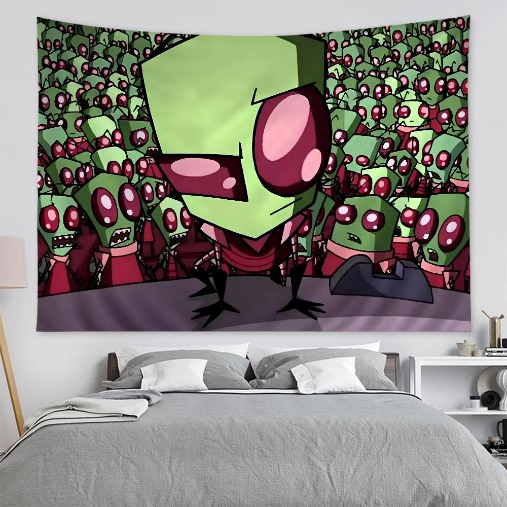 

VIKAMA Захватчики Зим Гобелен ГИР И Инопланетное Таро Настенные росписи Культовое Мультяшное Хиппи Украшения В Игровой Комнате Общежитии 74x94cm(29x37in)