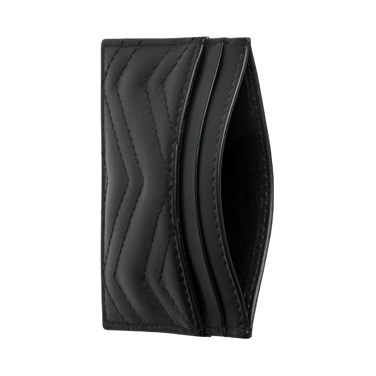 Gucci GG Marmont Logo Embossed Chevron Leather Card Holder Women Accessories Black 443127-AAET8-1000