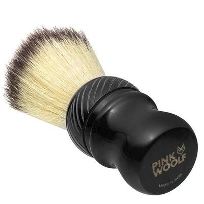 Pink Woolf Shaving Brush for Men Soft - Handcrafted Synthetic Bristles | SPIRAL BLACK HANDLE| Gift for Men | Make Thick Lather