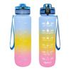 Tritan Frosted 1000ml Plastic Water Bottle with Time & Capacity Scale, Portable Handle