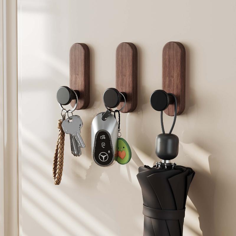 Nordic Style Wood Wall Hooks Self Adhesive Mounted For Hanging Coat Towel Clothes Blanket Hat Backpack Robe Entryway Key Holder+
