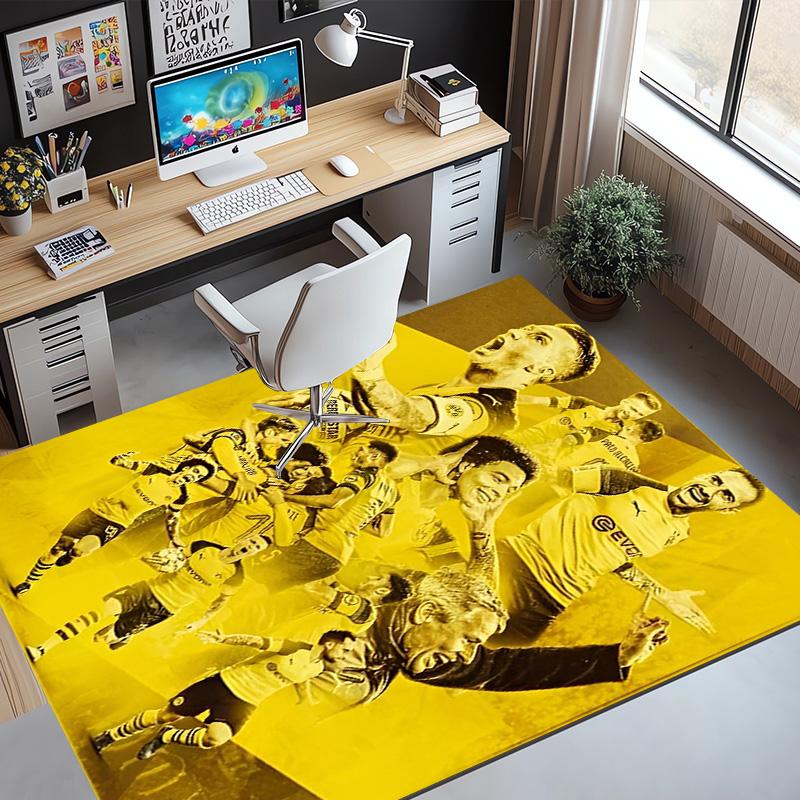 Borussia Dortmund Pattern Rug, Indoor/Outdoor Mat, for Picnic, Gameroom, Bedroom, Office, Living Room, Home Decor Carpet, Birthday Gift