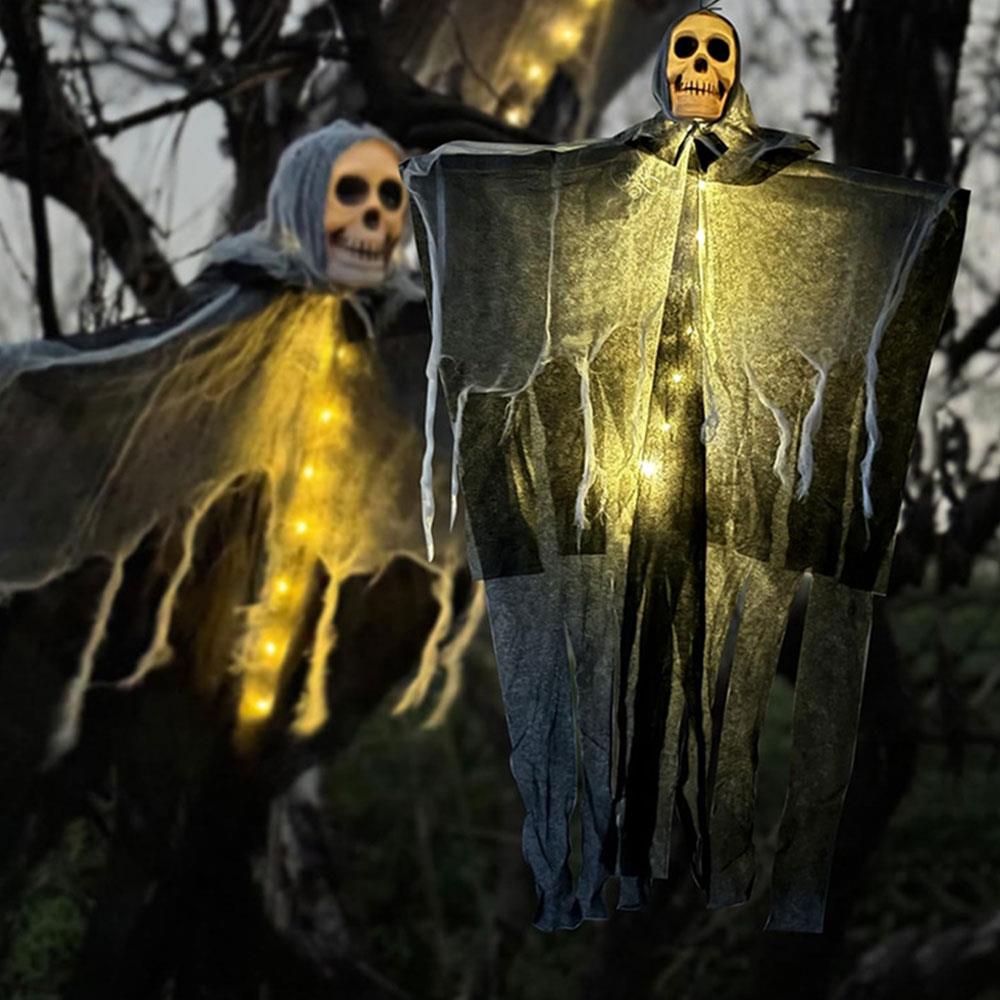 Halloween Skeleton Ghost Decoration Ghost With LED Halloween Decoration String Lights Outdoor Garden Use Spooky Party Supplies
