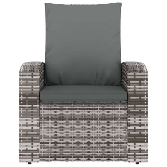 VidaXL Garden Recliner with Cushions Grey Wicker 364104