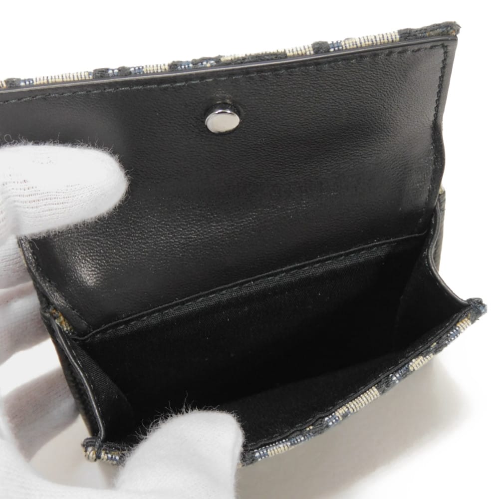 Used 10656 Oblique Jacquard Compact Wallet 2OBBC110YSE_H05E 7942 Black Japan Exclusive Logo Cotton Beige Unisex from