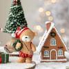 Festival Colorful Christmas Houses Tree Bear Statue Resins Miniature Figurine Ornament Seasonal Holiday Desktop Decors