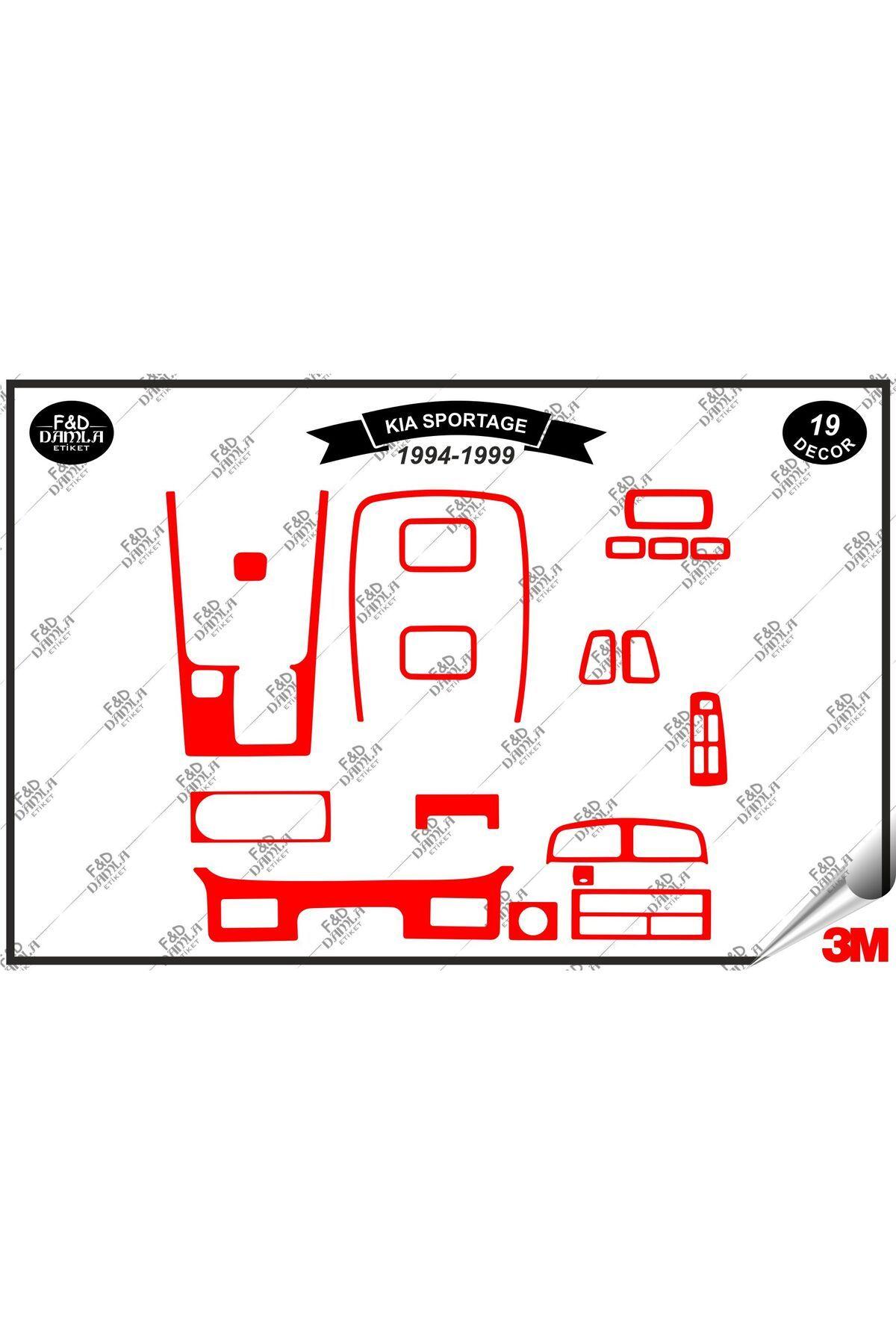 

Kia Sportage 1994-1999 Torpido Konsol Trim Göğüs Maun Kaplama Set 19 Parça Kırmızı