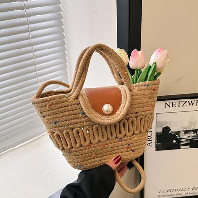 Large Capacity Bag New Spring Fashion Braided Shoulder Bag for Women Large Capacity Tote Bag Niche Beach Bag