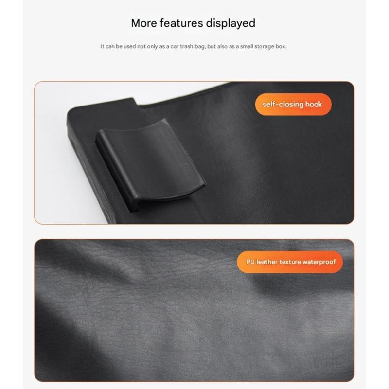 Vehicle Rubbish Bin Garbage Cans Waterproof Organizer Storage Garbage Can Car PU Leather Trash Bag for Back Seat