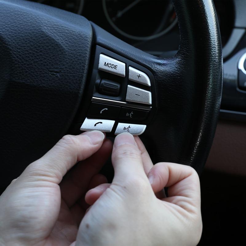 Aluminium Alloy Silver Car Steering Wheel Button Cover Trim Sticker For BMW 5 6 7 Series GT F01 F02 F06 F07 F10 F12