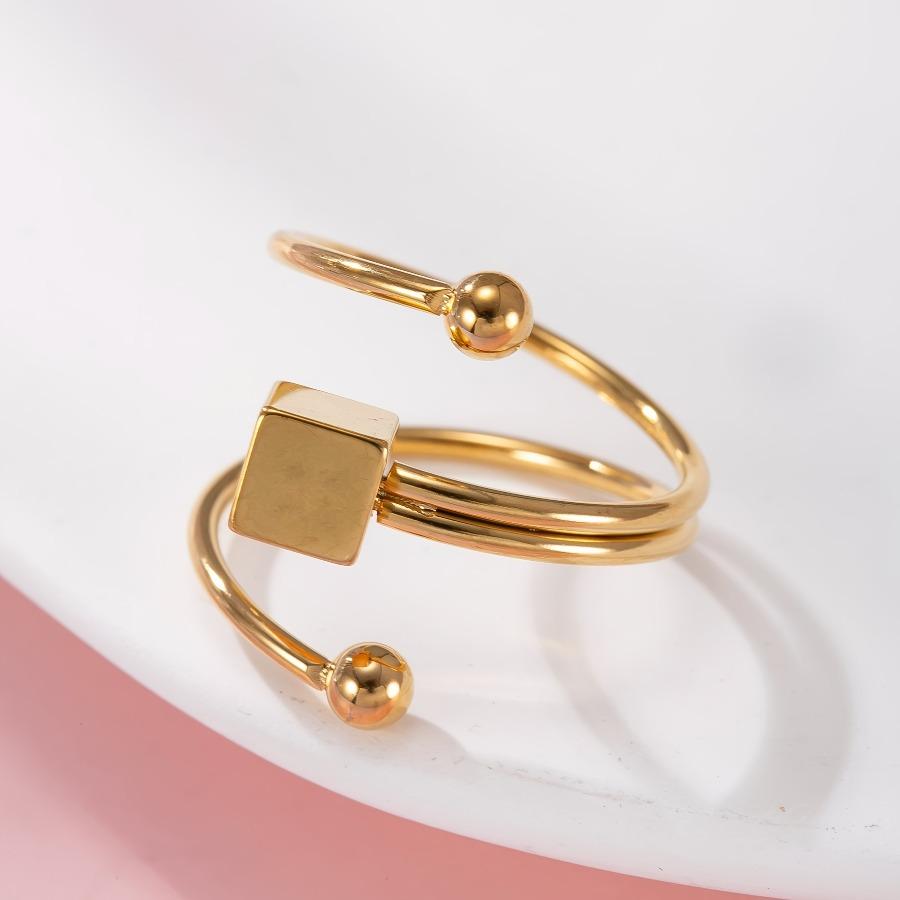 1pc of Square Open Geometric Curved Single Ring, Retro Elegant Style Suitable for Women'S Daily Wear, Parties, Vacations Or Gifts