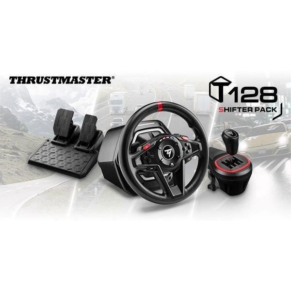 Volant gaming - thrustmaster - t128 x shifter pack - pour xbox series xs xbox one et pc - noir et rouge