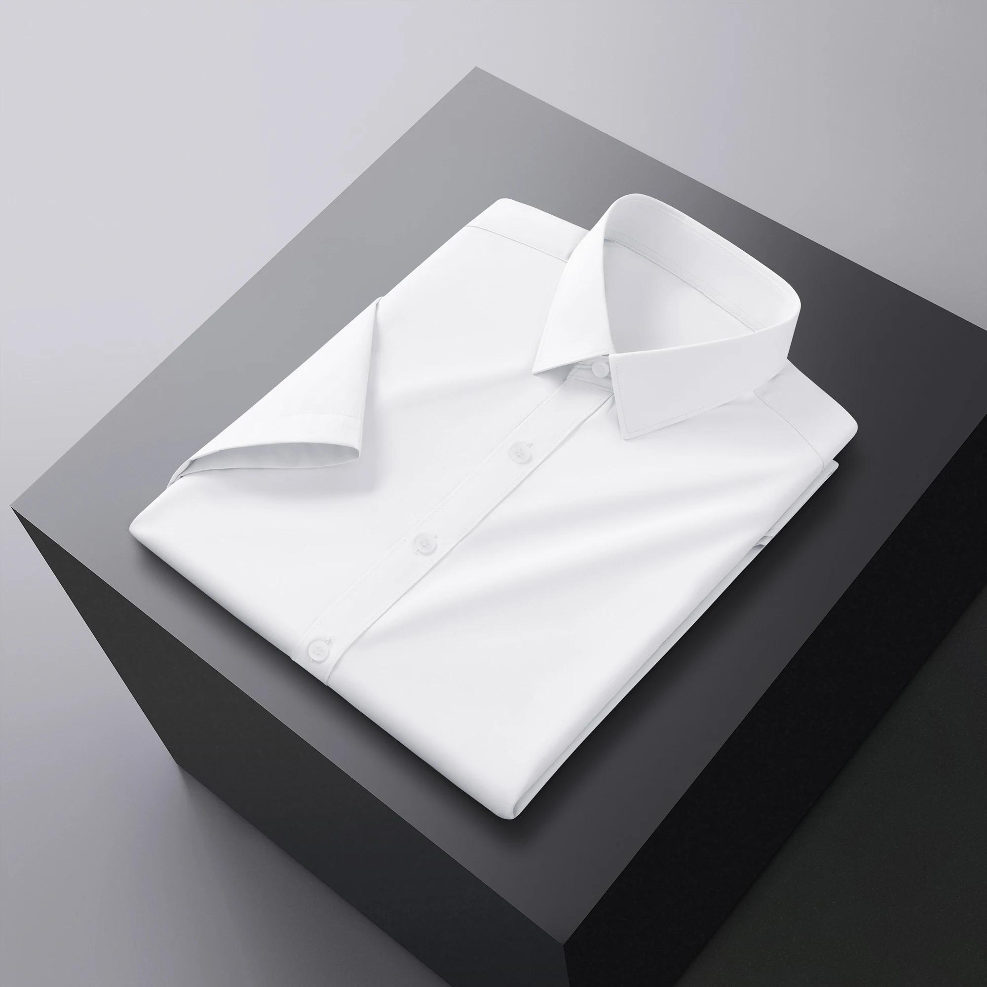 

New Men s Business Casual Solid Color Short Sleeved Shirt for Summer Fashion No Ironing Comfortable and Versatile Top 2XL білий