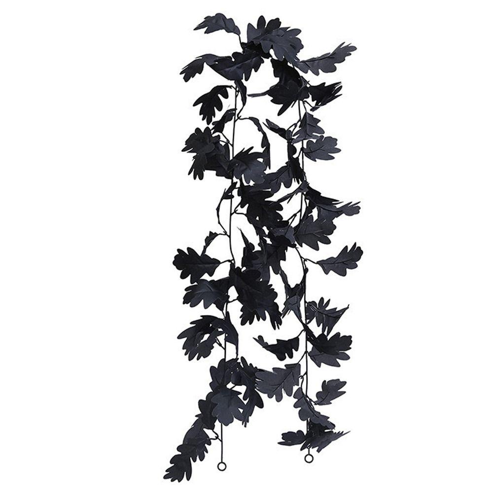 Retro Halloween Black Maple Leaf Realistic Autumn Halloween Garland Elegant Plastic Artificial Plant Wall Hanging Garden