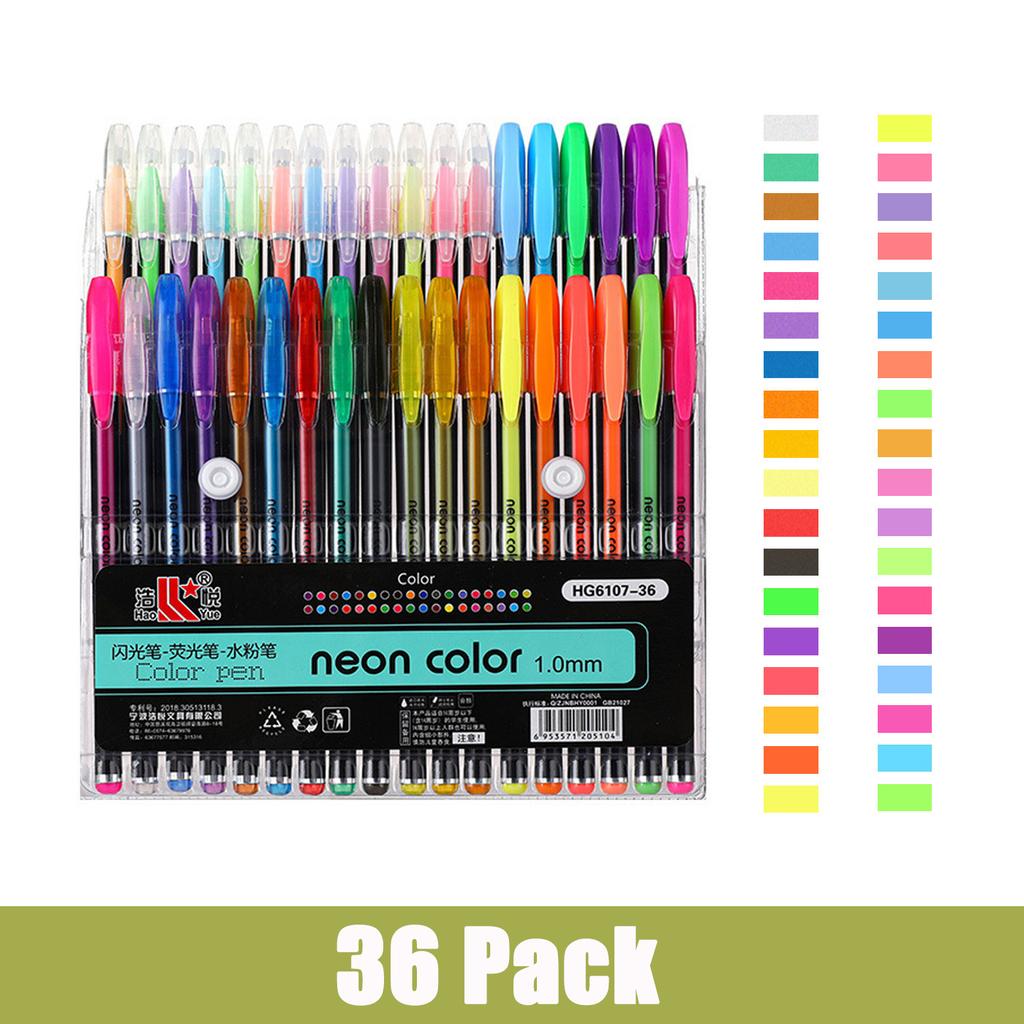 Penne Gel Glitterate 12-60 Colori Metalliche Neon per Libri da Colorare Disegno Scarabocchi Artigianato Scrapbooking Diari Cancelleria Scolastica
