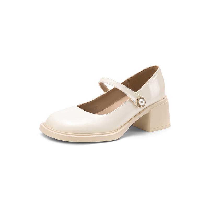 Krazing Pot Microfiber Round Toe Thick Med Heels Spring Summer Shoes Big Size 43 Circle Button Women Platform Pumps