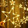 Hanging LED Star Curtain , Light Garland 138 LEDs 3 Colors