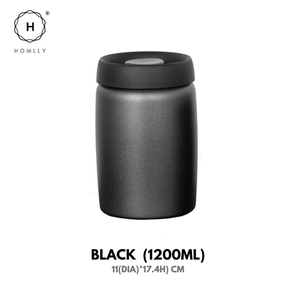 Homlly Luft Food Coffee Storage Vacuum Stainless Steel Canister Container with Airtight Lid (X2PCS)