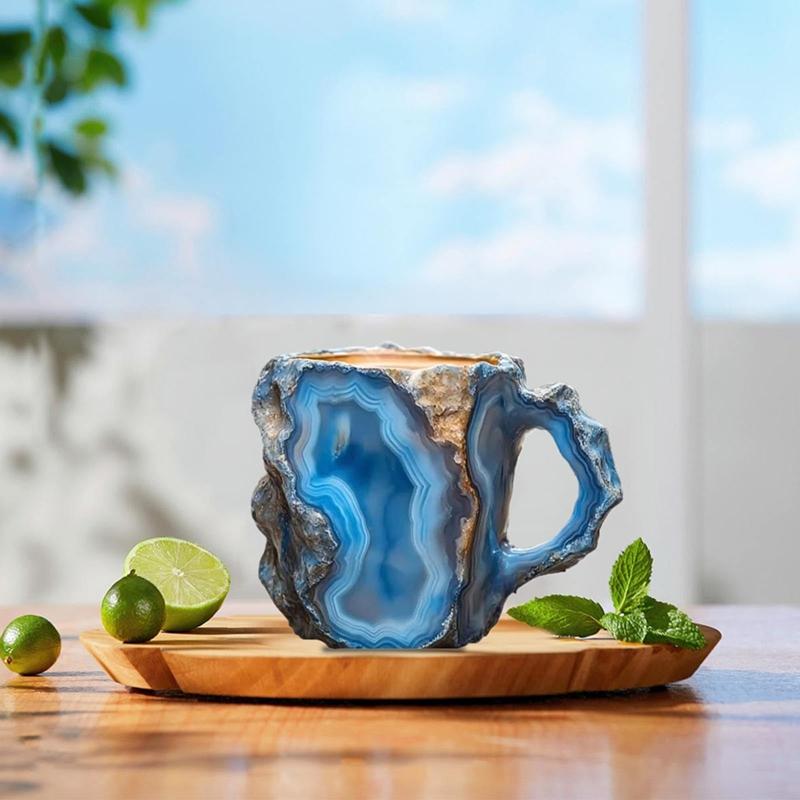 Elegant Geode Crystal Coffee Mug -Mineral Crystal Coffee Cup Quartz Stone Cup, Ideal For Hot Beverages