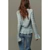 Za Autumn and Winter New Arrivals Women's Clothing Zr European and American Style Fashionable Pleated V Neck Long-Sleeved Knitted Jacket 0014104 406