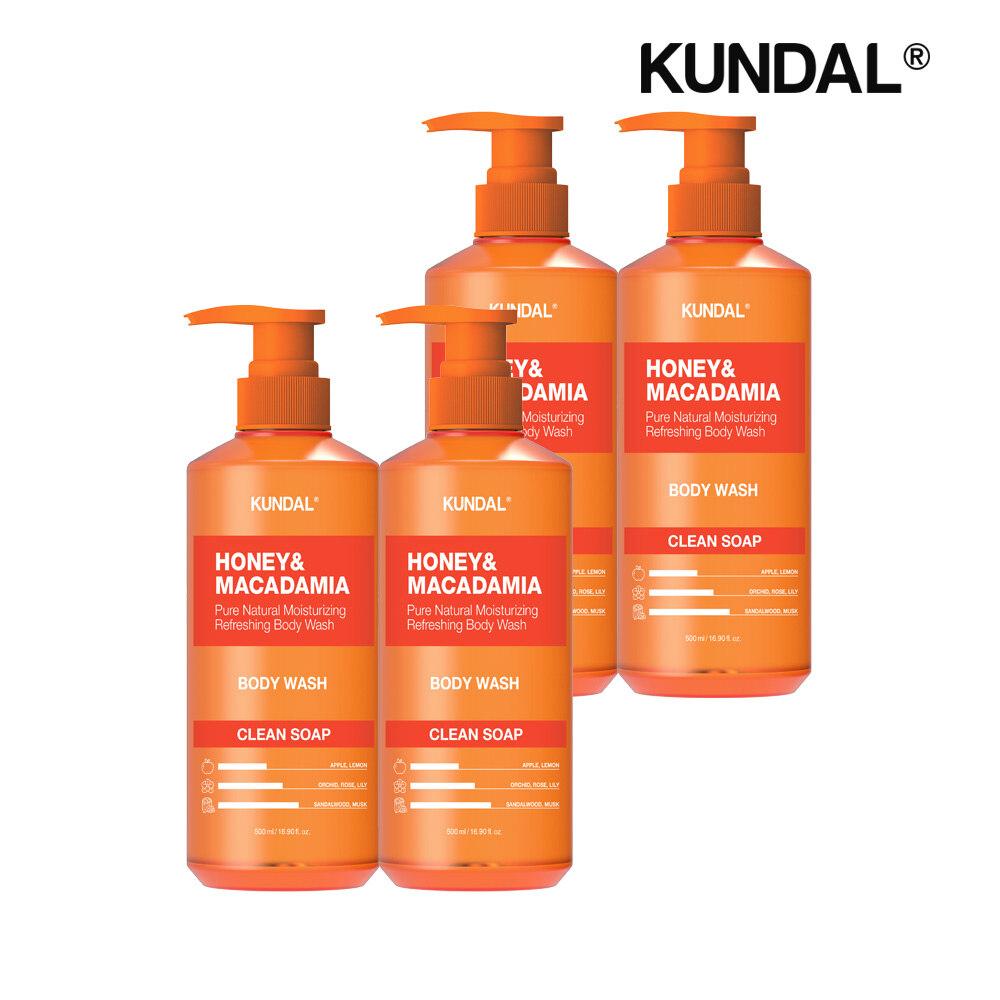 KUNDAL Honey & Macadamia Pure Body Wash Clean Soap 500ml x4