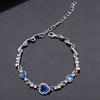 SCIONE Women Jewelry Fashion Ocean Blue Bangle Bracelet Rhinestone Love Heart Austrian Crystal