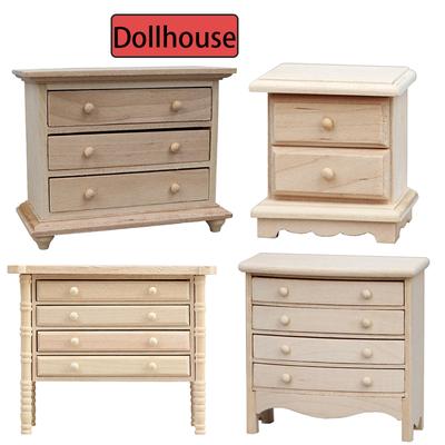 1:12 Dollhouse Miniature Storage Cabinets Bedside Tables Drawer Chest Furniture Model Decor Toy Doll House Accessories