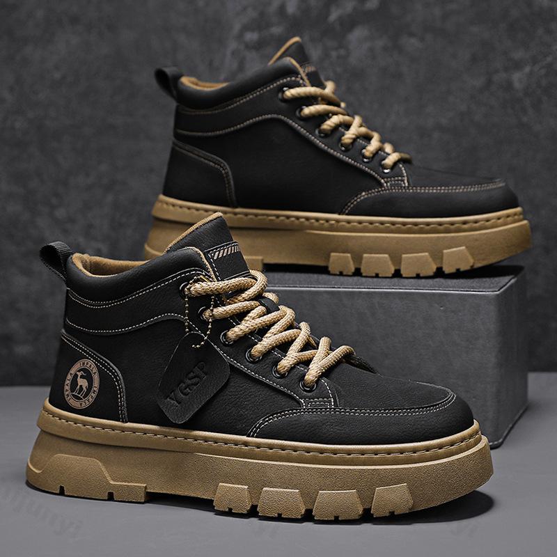 Fashion Men's Retro Style High Top Thick Soled Casual Shoes 2025 Autumn Fashion Trend Versatile Comforatble Non Slip Chunky Shorts Boots