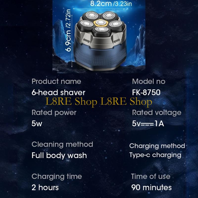 L8RE Head Shavers for Bald Men Electric Face Shaver Rechargeable Cordless LED Display Waterproof Wet/Dry Trimmer Shaver