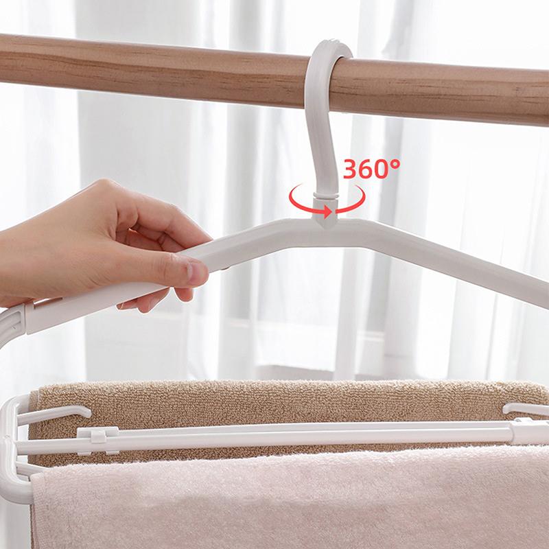 1pc Plastic Clothes Hanger With Clip Space Saving Scalable T-Shirt Dress Coat Towel Hanger Accessories For Home Closet Balcony