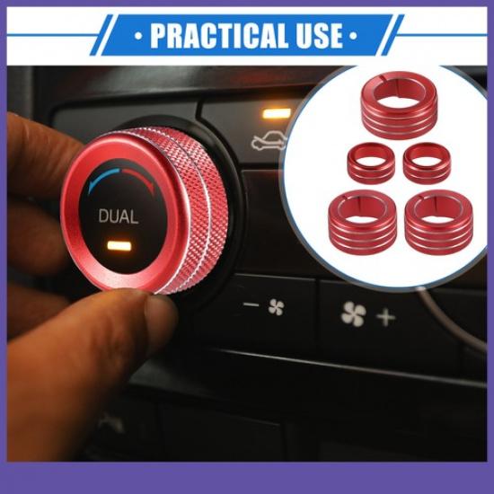 AC Climate Control Knob Rings FIVE  for Toyota 4runner 2010- Red
