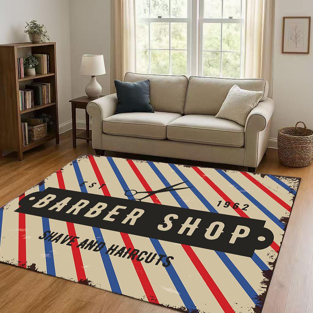 2026 New Retro Barber Shop Symbol Sign Living Room Non Slip Area Rug Carpet for Bedroom Playroom Sofa,Home Decor Doormat Gift