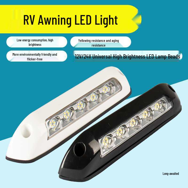 Versatile RV Outdoor LED Porch and Awning Lamp, Wide Beam, 12V/24V