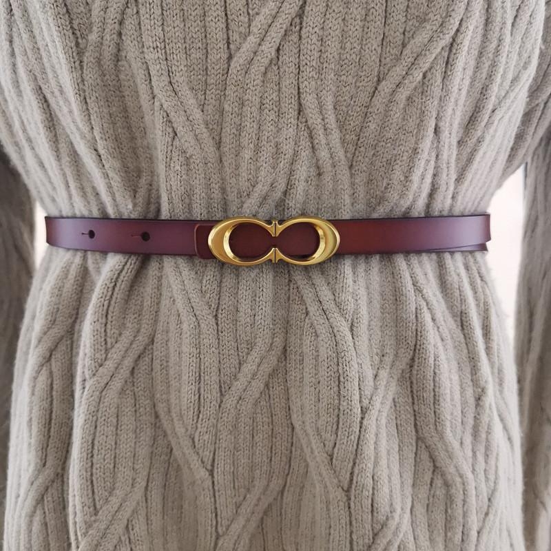 Leather Women Slim Waist Belt With Alloy Pin Buckle For Trendy Outfits Daily