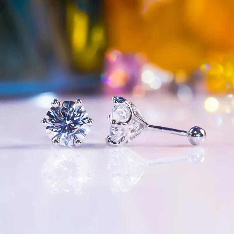 Echte 2 Karat 8mm Moissanit Ohrstecker für Frauen Schraubgewinde Ohrstecker Sterling Silber 925 Schmuck Bestehen Sie den Diamanttest