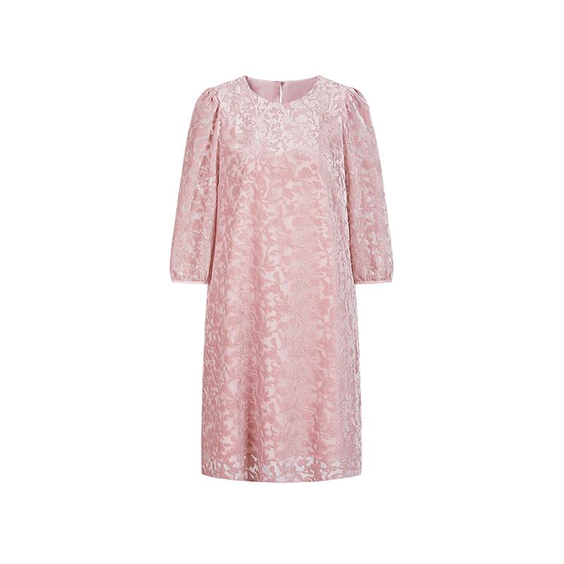 Juzhi AnnaCo Elegant Retro Velvet Burnout Puff Sleeve Dress