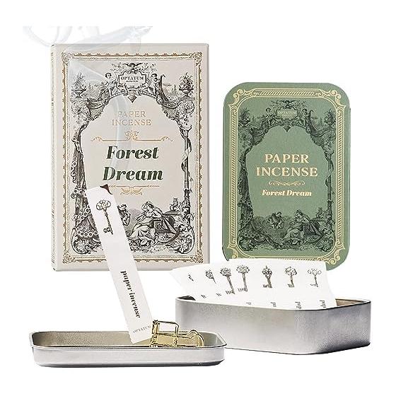 OPTATUM Paper Incense Kit - 48 Pieces in Vintage Metal Case | Scented Paper Incense for Relaxation, Meditation and Air Purification | Aesthetic Home