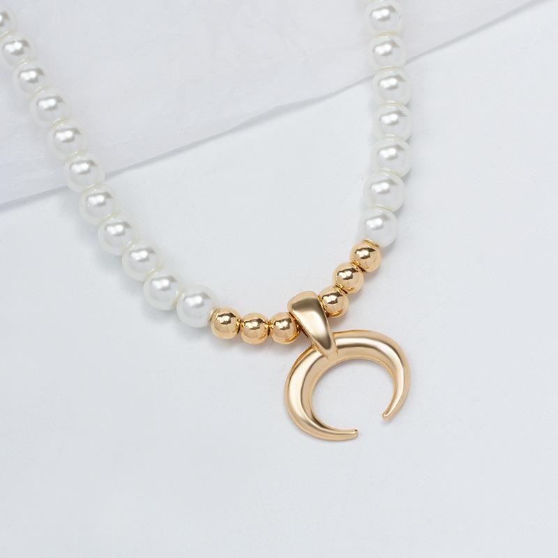 Pearl necklace new moon jewelry niche high-end accessories long neck chain women's light luxury collarbone chain