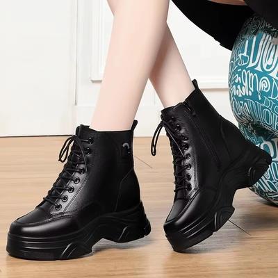 6cm Fashion Comfortable Thick Bottom Chunky Platform Shoes Winter 2025 Soft Leather Boots Women's Fur Ankle Motorcycle Boots