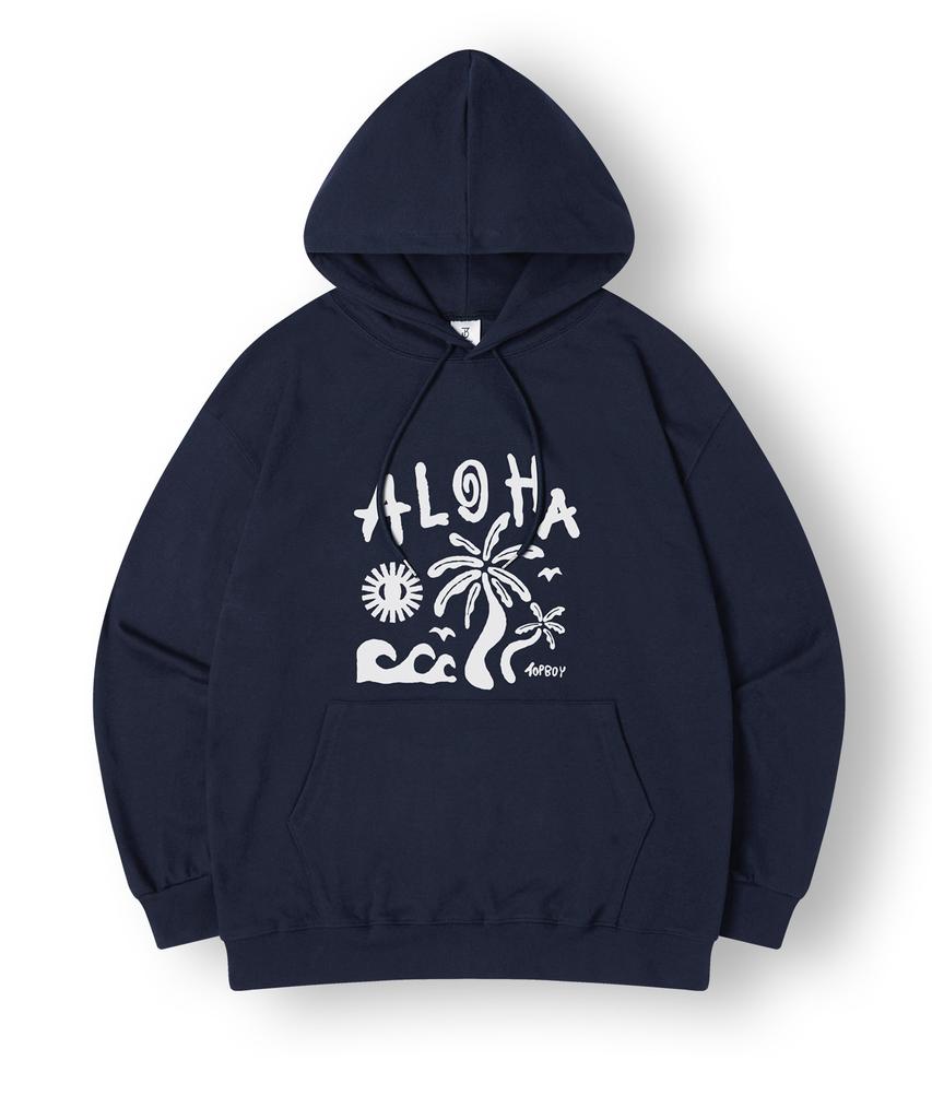 Aloha Oversized Fleece-Lined Printed Hooded Sweatshirt