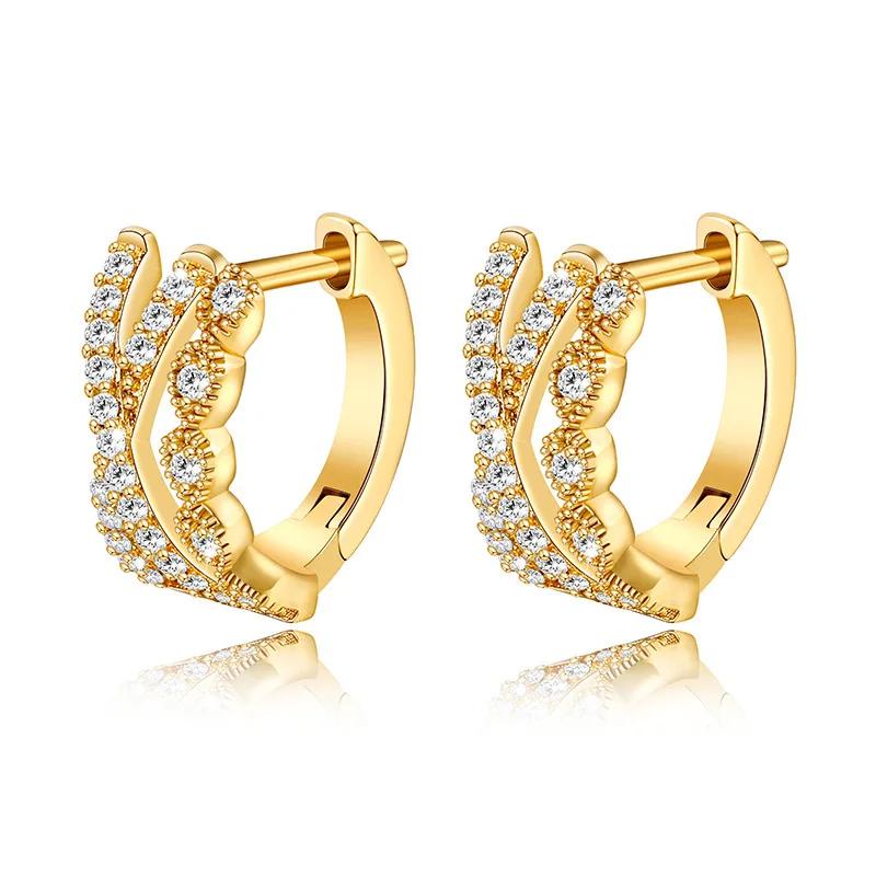 

Hollow Cross Earrings for Women Stainless Steel Gold Color Zircon Earrings Female Trend Couple Wedding Femme
