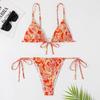 2023 Europäischer & Amerikanischer Damen Dreieck Schnürung Ringdruck Kreuz Cutout Sexy Bikini