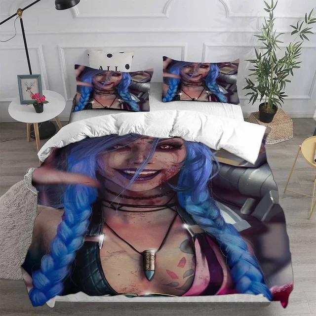 3D Printed Jinx Arcane Bedding Set Pillowcase Duvet Cover Double Twin Full Queen King Adult Kids Bedclothes Quilt Cover
