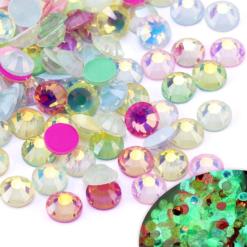 Glass Flat Bottom Luminous Diamond Diy Nail Drill Nail Decoration Fluorescent Drill Mobile Phone Case Decorative Rhinestone