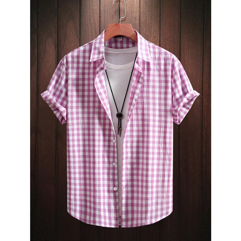 Modieus casual geruit kortarmig overhemd met knopen voor heren voor lente en herfst