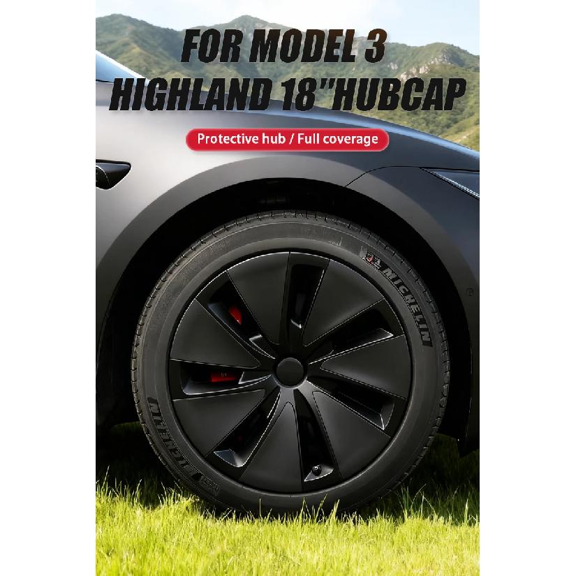 18 Inch 4PCS HubCap Car for Tesla Model 3 Highland 2025 Performance Wheel Parts Full Rim Cover Wheel Cap Accessories Wheel Cover
