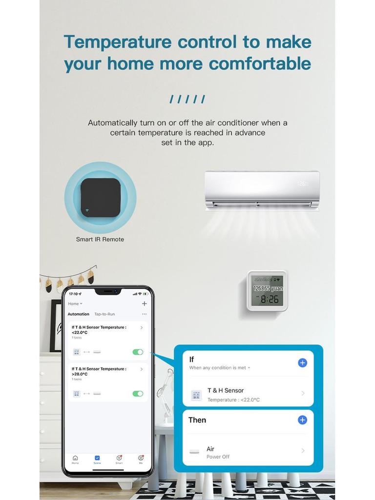 Tuya WiFi Temperature & Humidity Detector: Smart Indoor Zigbee Thermohygrometer.
